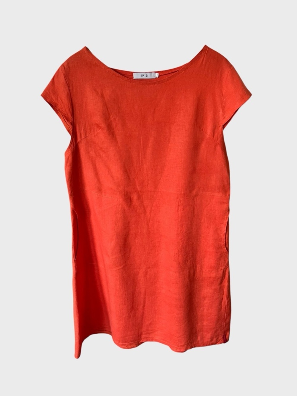 iris Coral-Red Linen dress